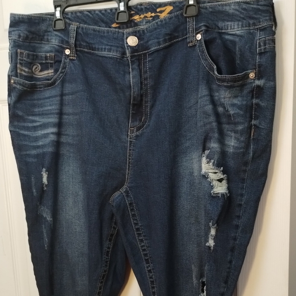 Plus Size Seven7 Ripped Ankle Skinny Jeans - Picture 3 of 14